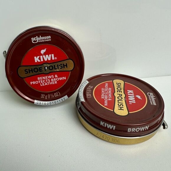Kiwi Brown Shoe Polish Paste 1 1/8 oz Can Lot of 2 NEW - Picture 2 of 3